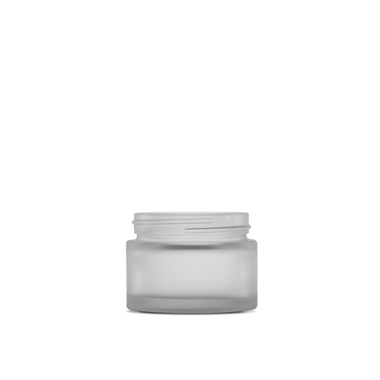1.7 oz Clear Frosted Glass Cylinder Low-Profile Jar 53-400 Neck Finish - 24 Pack