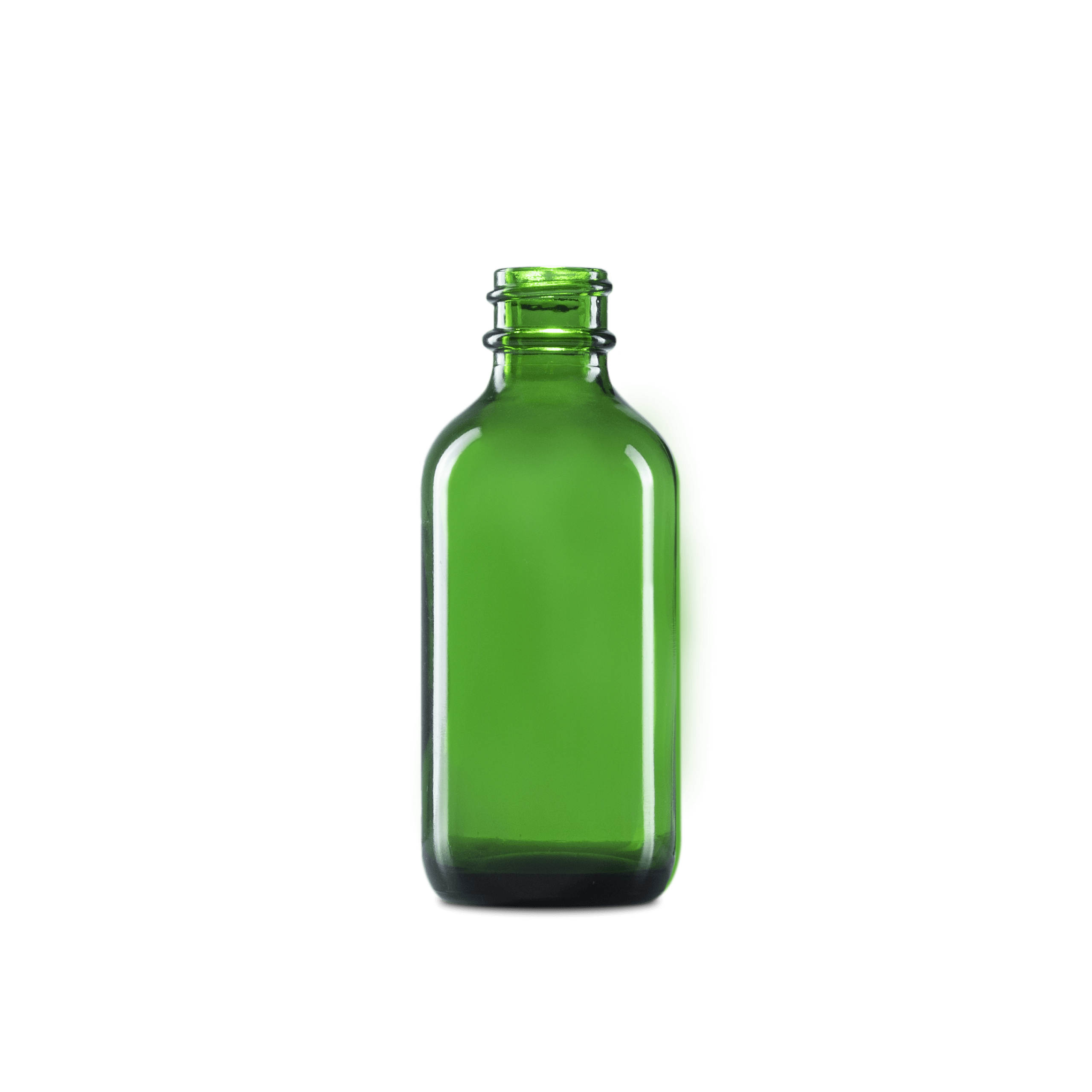 2 oz Green Glass Boston Round Bottle 20-400 Neck Finish - 24 Pack