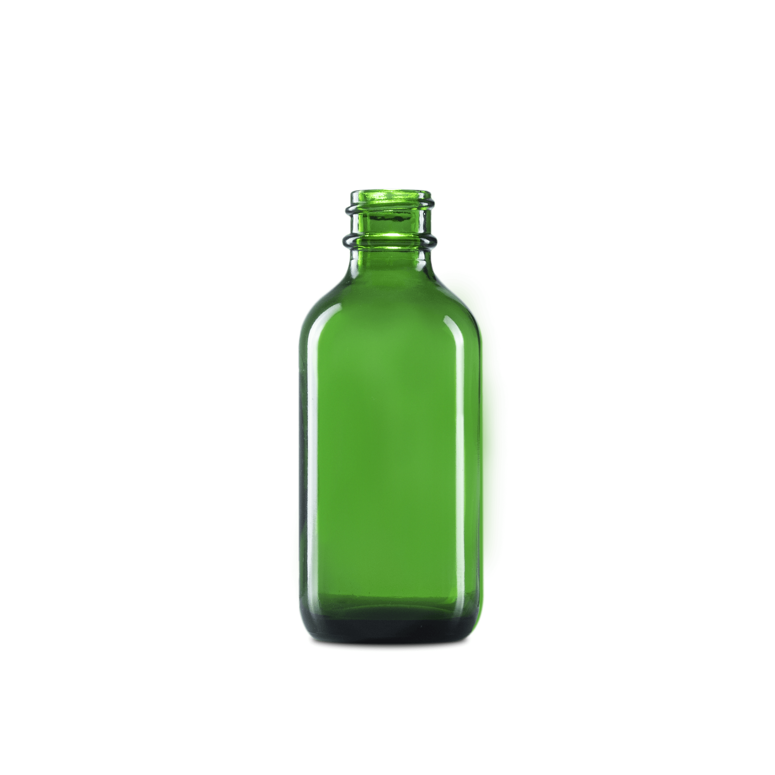 2 oz green boston round glass bottle