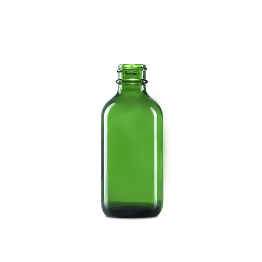 2 oz green boston round glass bottle