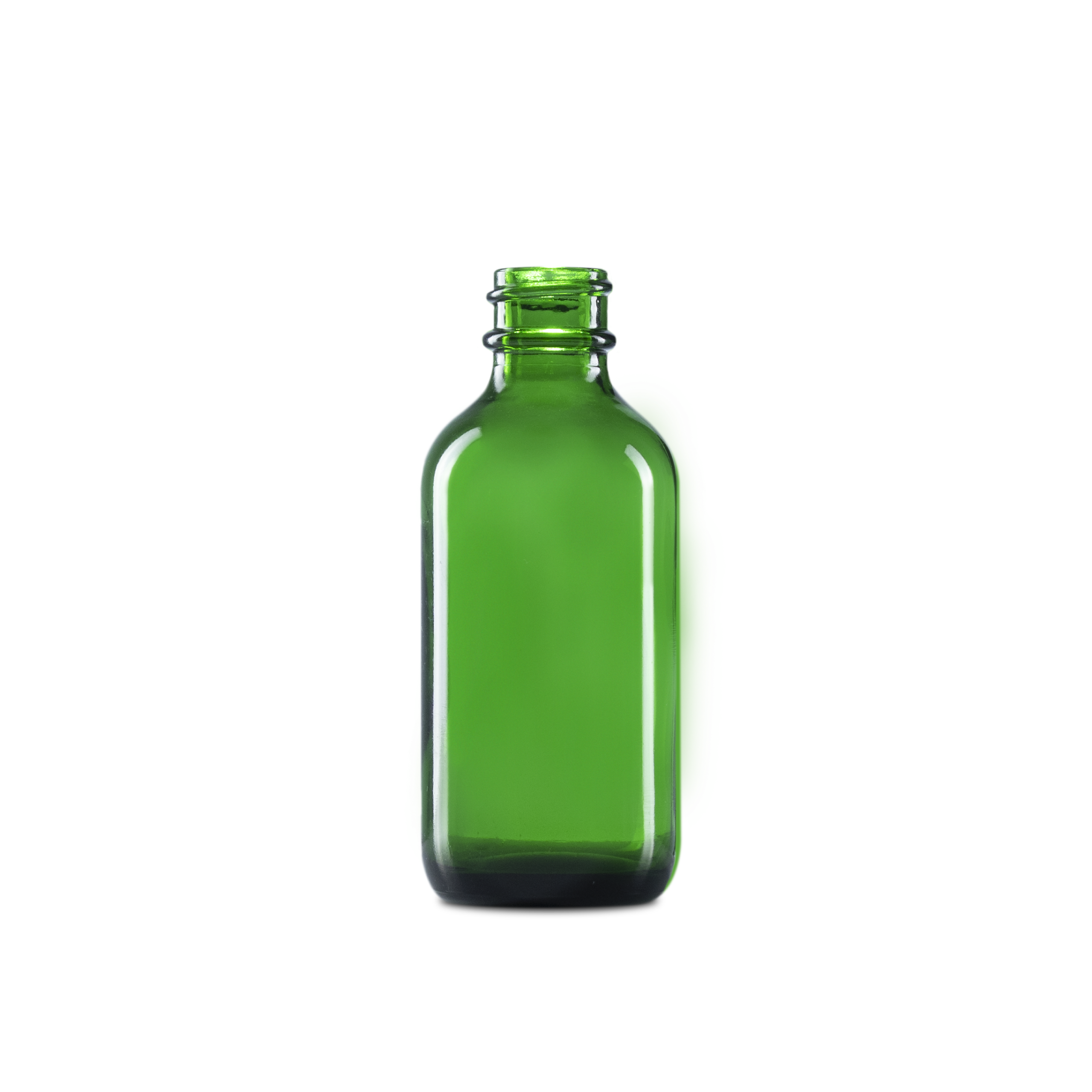 2 oz Green Glass Boston Round Bottle 20-400 Neck Finish - Sample