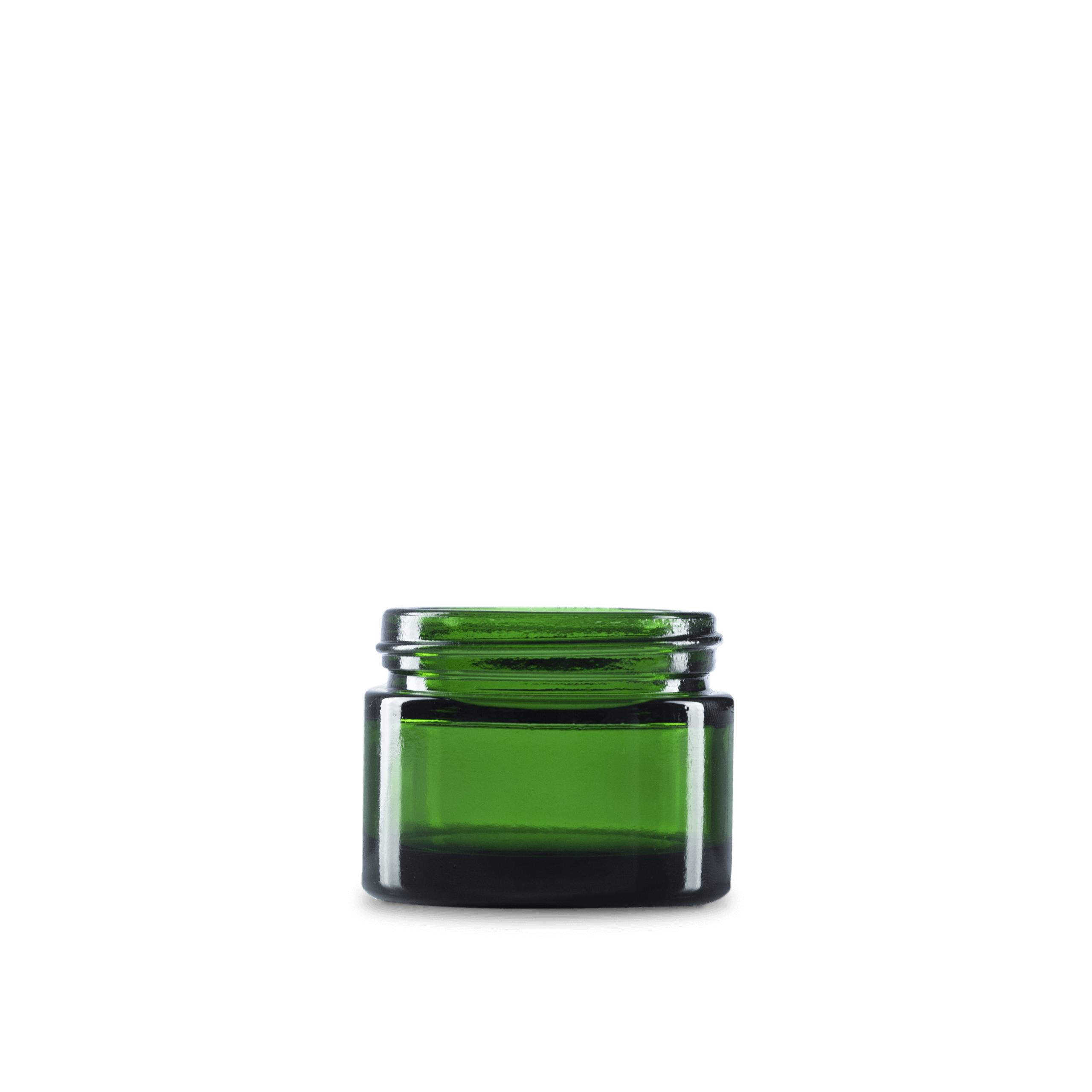 1.7 oz Green Glass Cylinder Low-Profile Jar 53-400 Neck Finish - 24 Pack