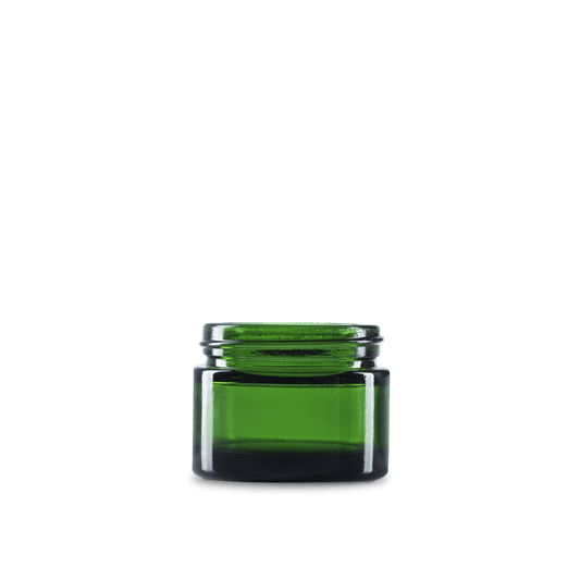 1.7 oz Green Glass Cylinder Low-Profile Jar 53-400 Neck Finish - 24 Pack