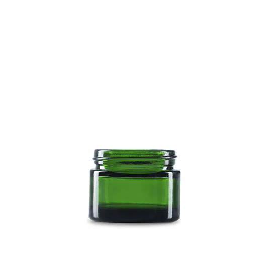 2 oz green straight-sided glass round jar