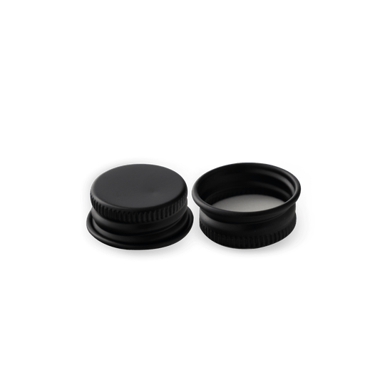 22-400 Black Aluminum Cap with PE Liner (Fits 4 oz)