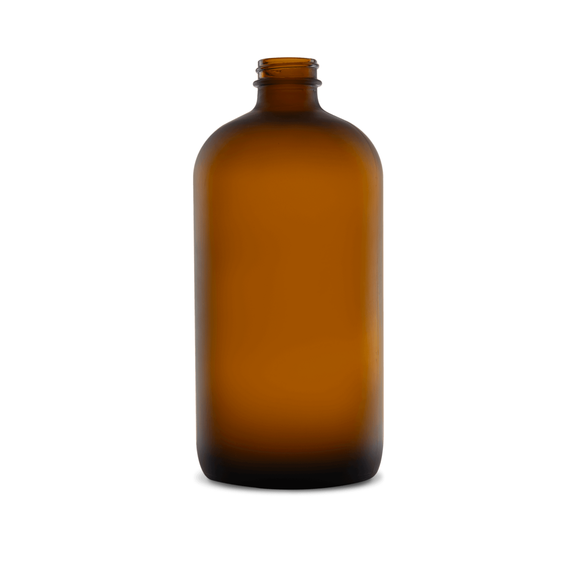 32 oz amber frosted boston round glass bottle