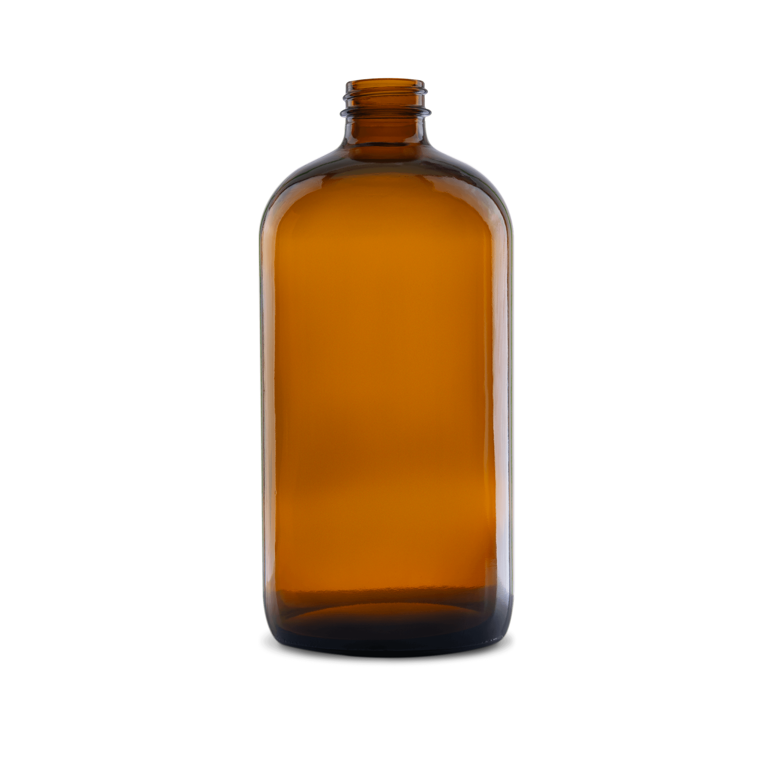 32 oz clear amber boston round glass bottle