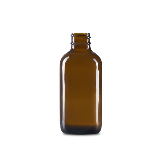 4 oz Amber Glass Boston Round Bottle 22-400 Neck Finish - Sample
