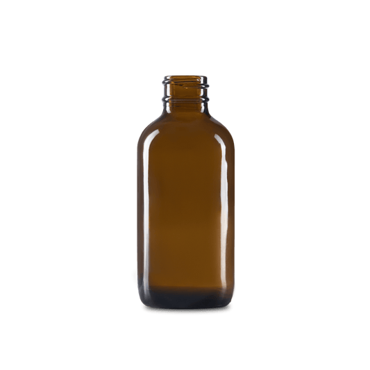 4 oz amber boston round glass bottle