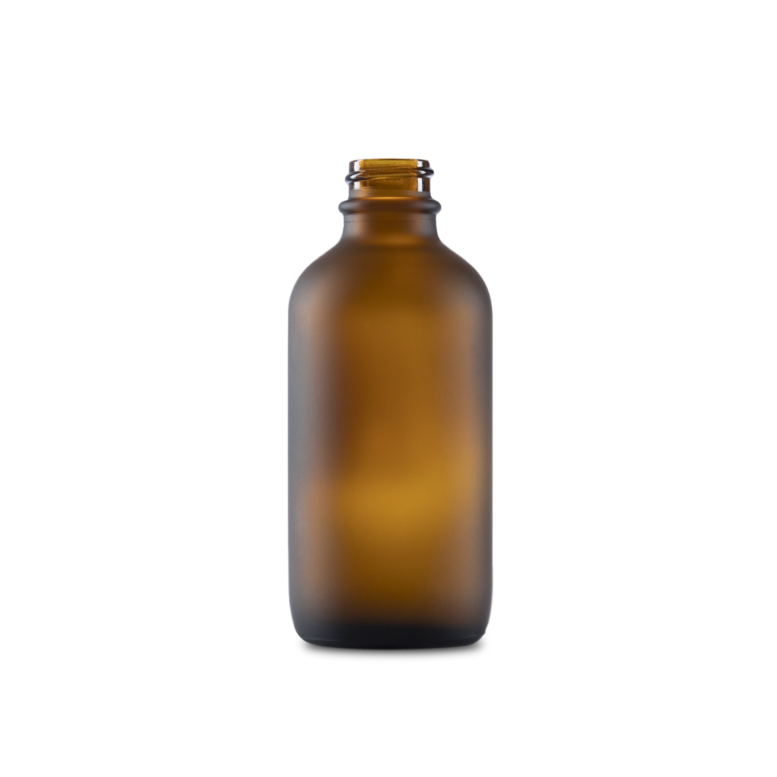 4 oz Amber Frosted Glass Boston Round Bottle 22-400 Neck Finish - Sample