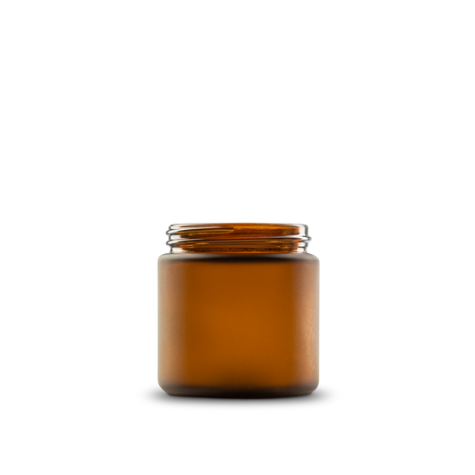 4 oz Amber Frosted Glass Straight-Sided Round Jar 58-400 Neck Finish - Sample