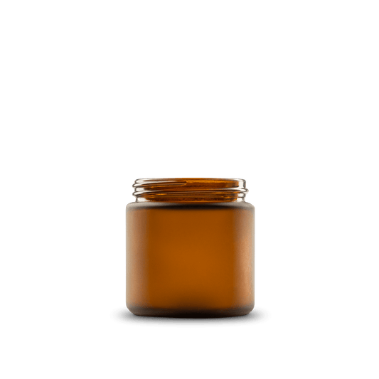 4 oz amber frosted straight-sided glass round jar