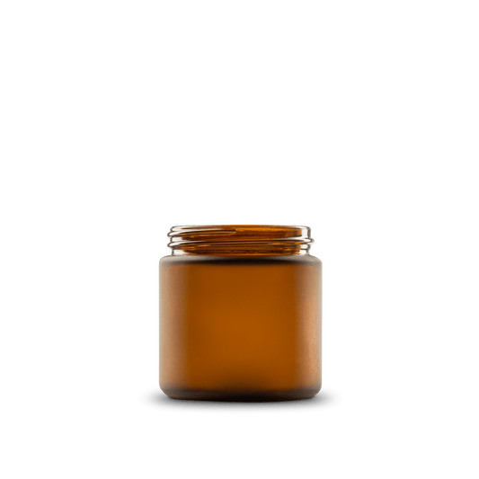 4 oz Amber Frosted Glass Straight-Sided Round Jar 58-400 Neck Finish - 24 Pack