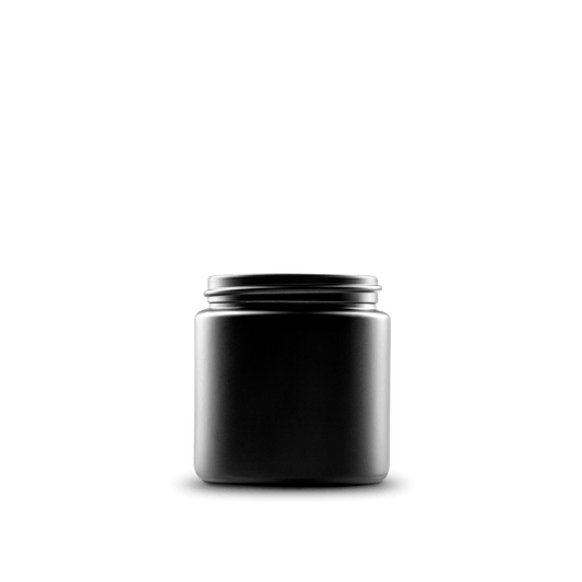 4 oz Black Frosted Glass Straight-Sided Round Jar 58-400 Neck Finish - 24 Pack