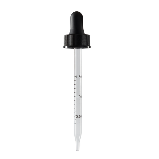 22-400 Black Dropper With Rubber Bulb And Glass Pipette - Sample (fits 4 oz)