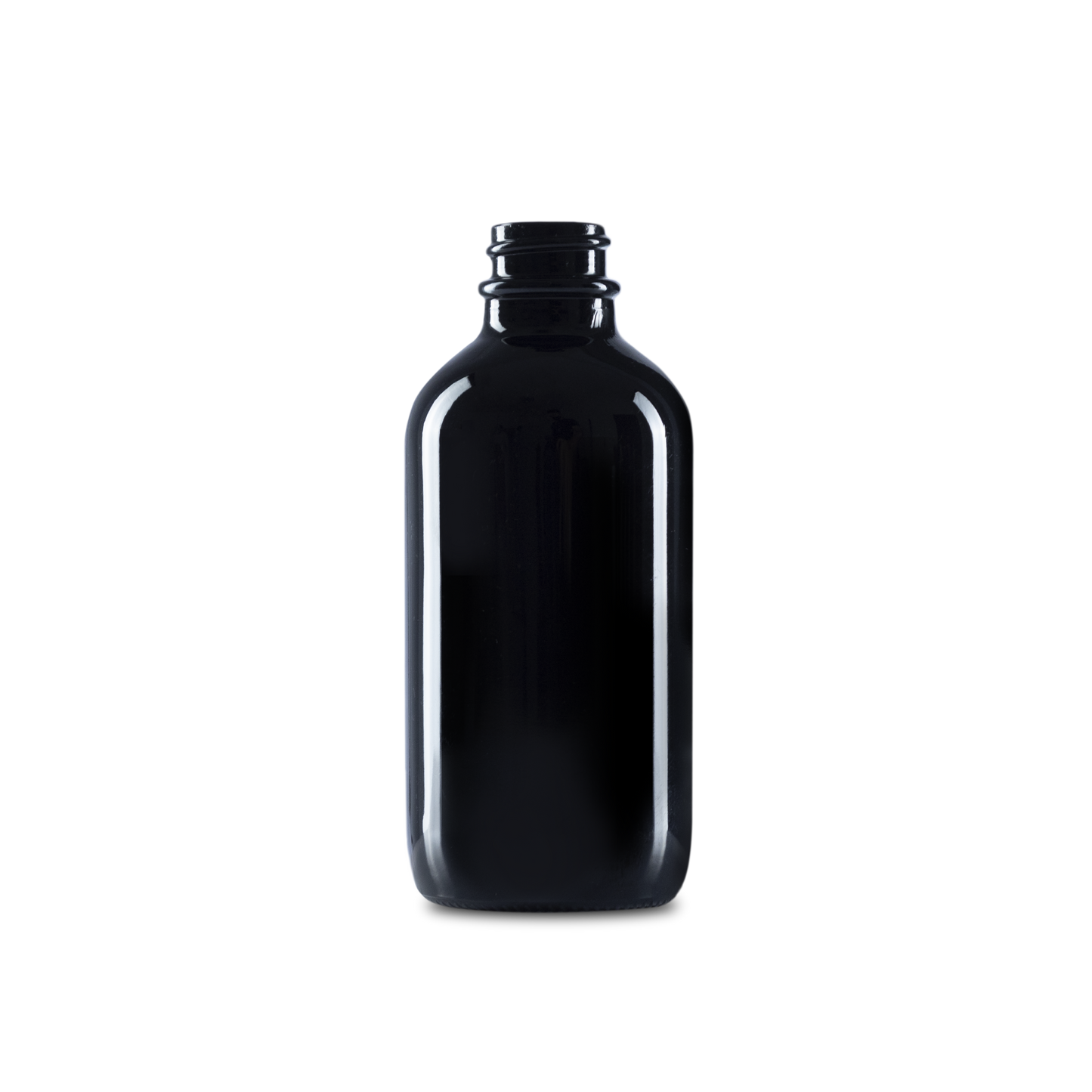 4 oz Black UV Glass Boston Round Bottle 22-400 Neck Finish - Sample