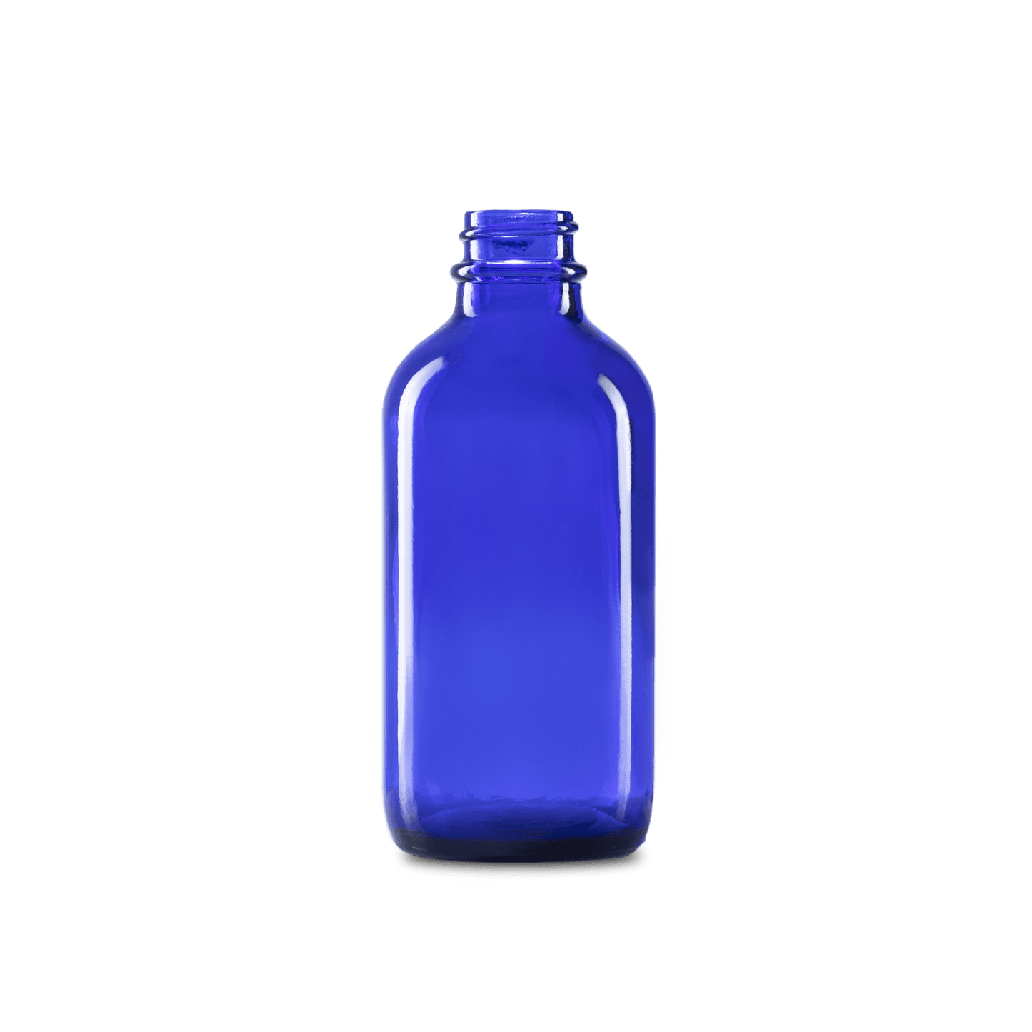 4 oz Blue Glass Boston Round Bottle 22-400 Neck Finish - 12 Pack