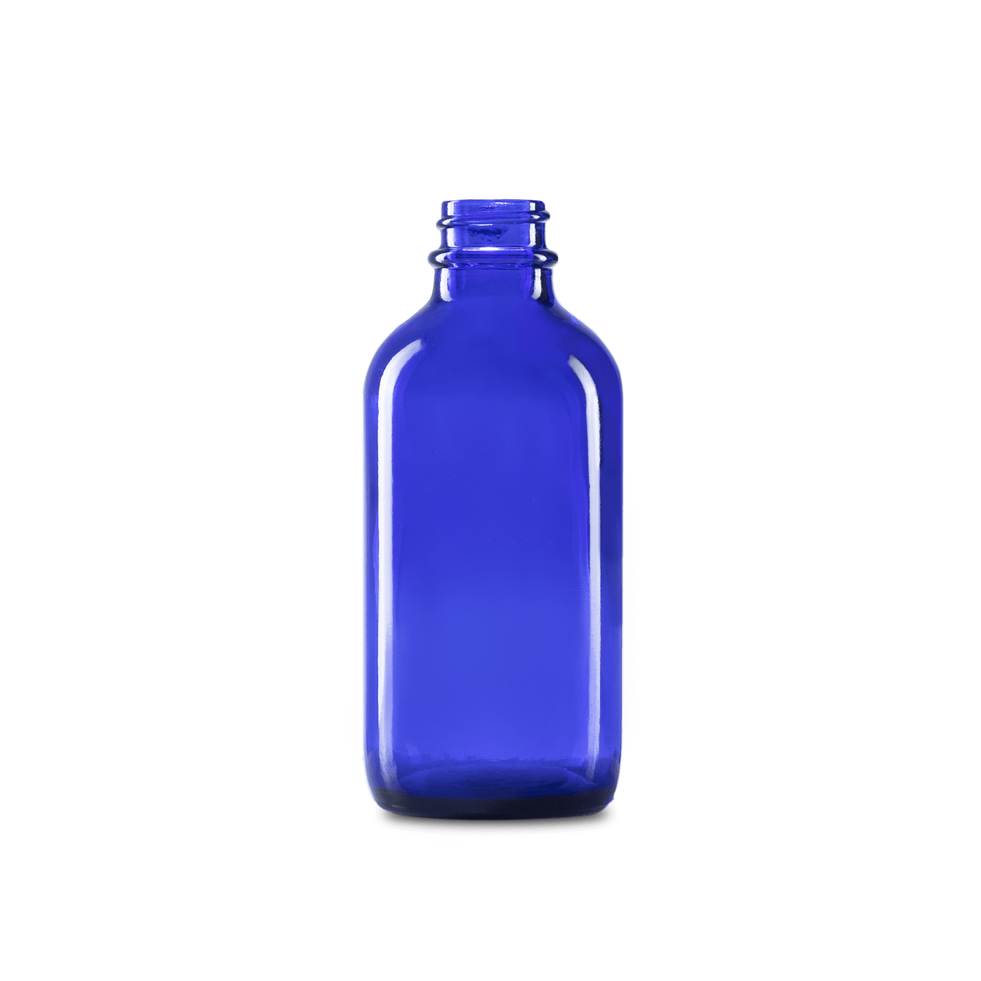 4 oz Blue Glass Boston Round Bottle 22-400 Neck Finish - 12 Pack