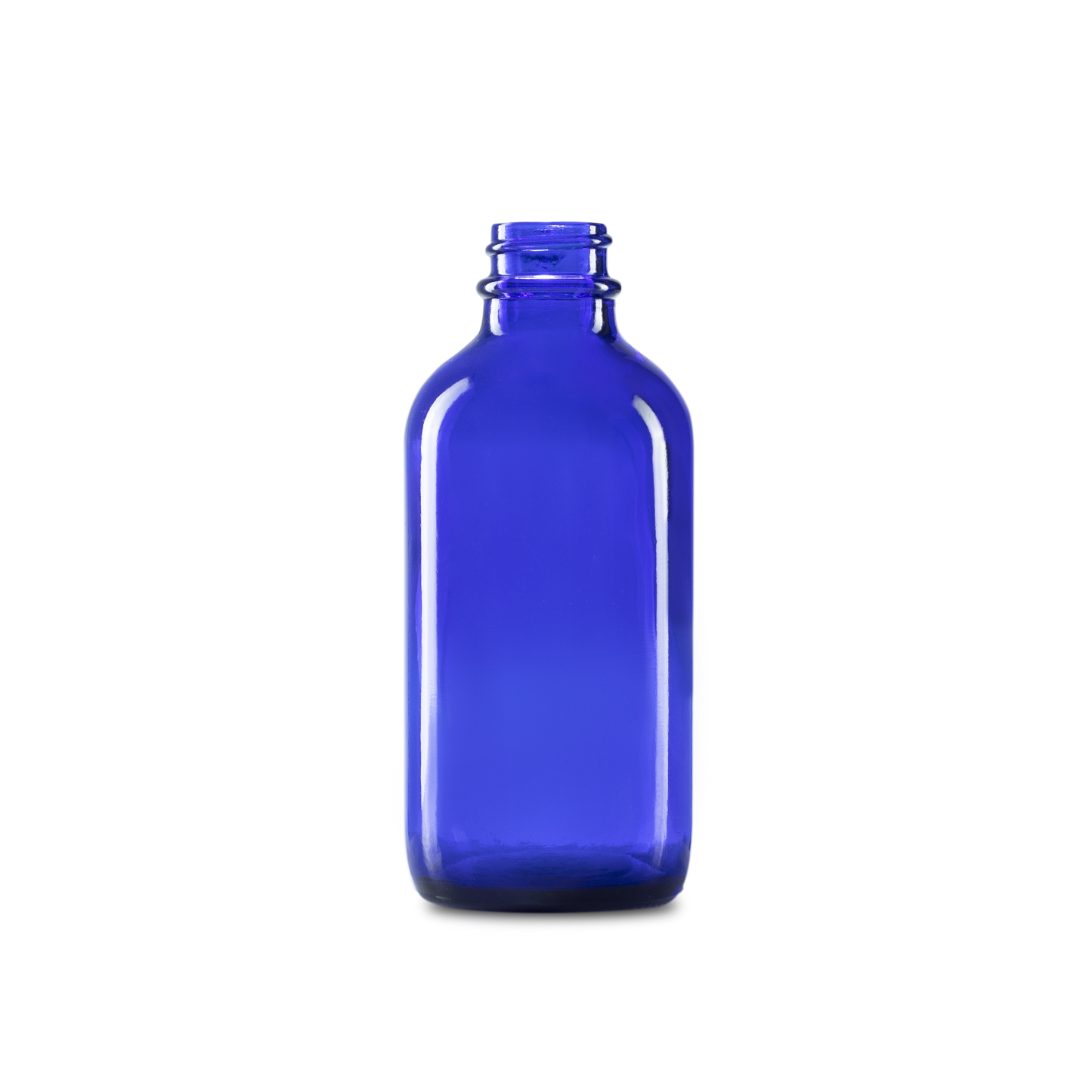 4 oz Blue Glass Boston Round Bottle 22-400 Neck Finish - Sample