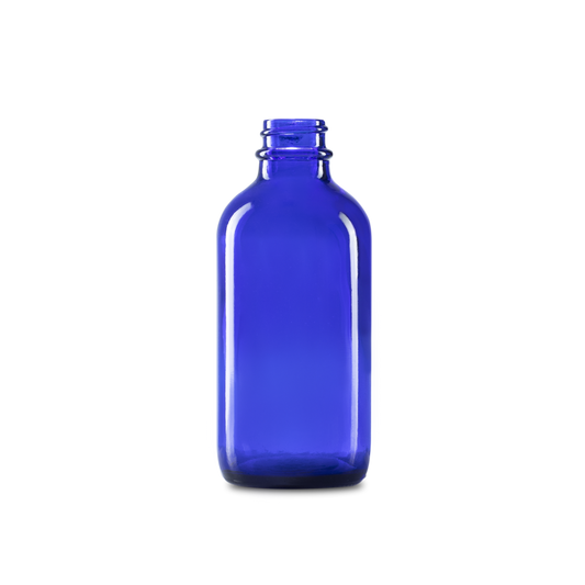 4 oz Blue Glass Boston Round Bottle 22-400 Neck Finish - Sample