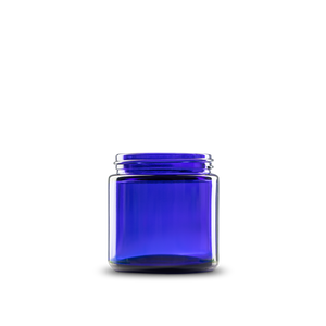 4 oz Blue Glass Straight-Sided Round Jar 58-400 Neck Finish