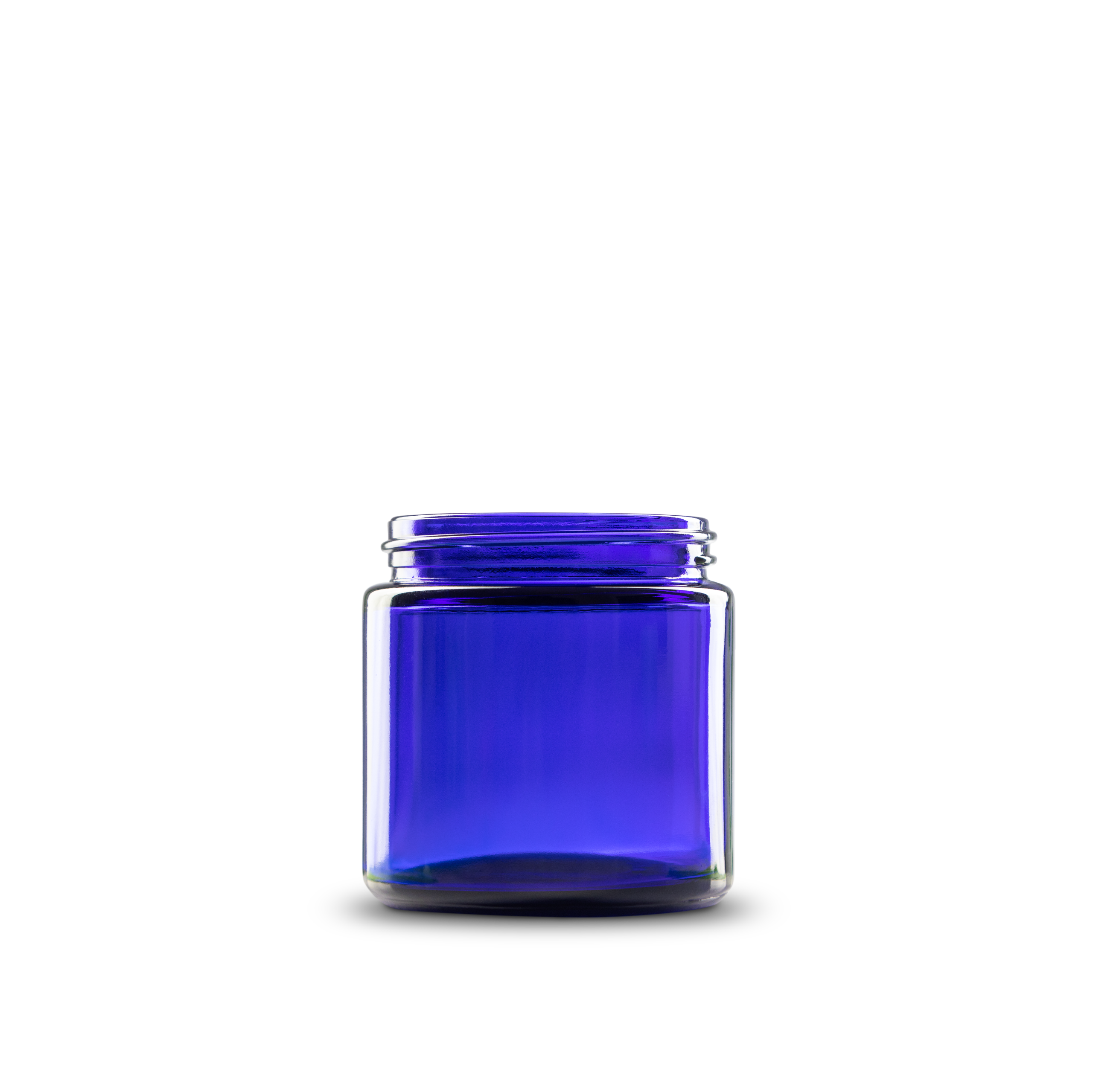 4 oz Blue Glass Straight-Sided Round Jar 58-400 Neck Finish - Sample