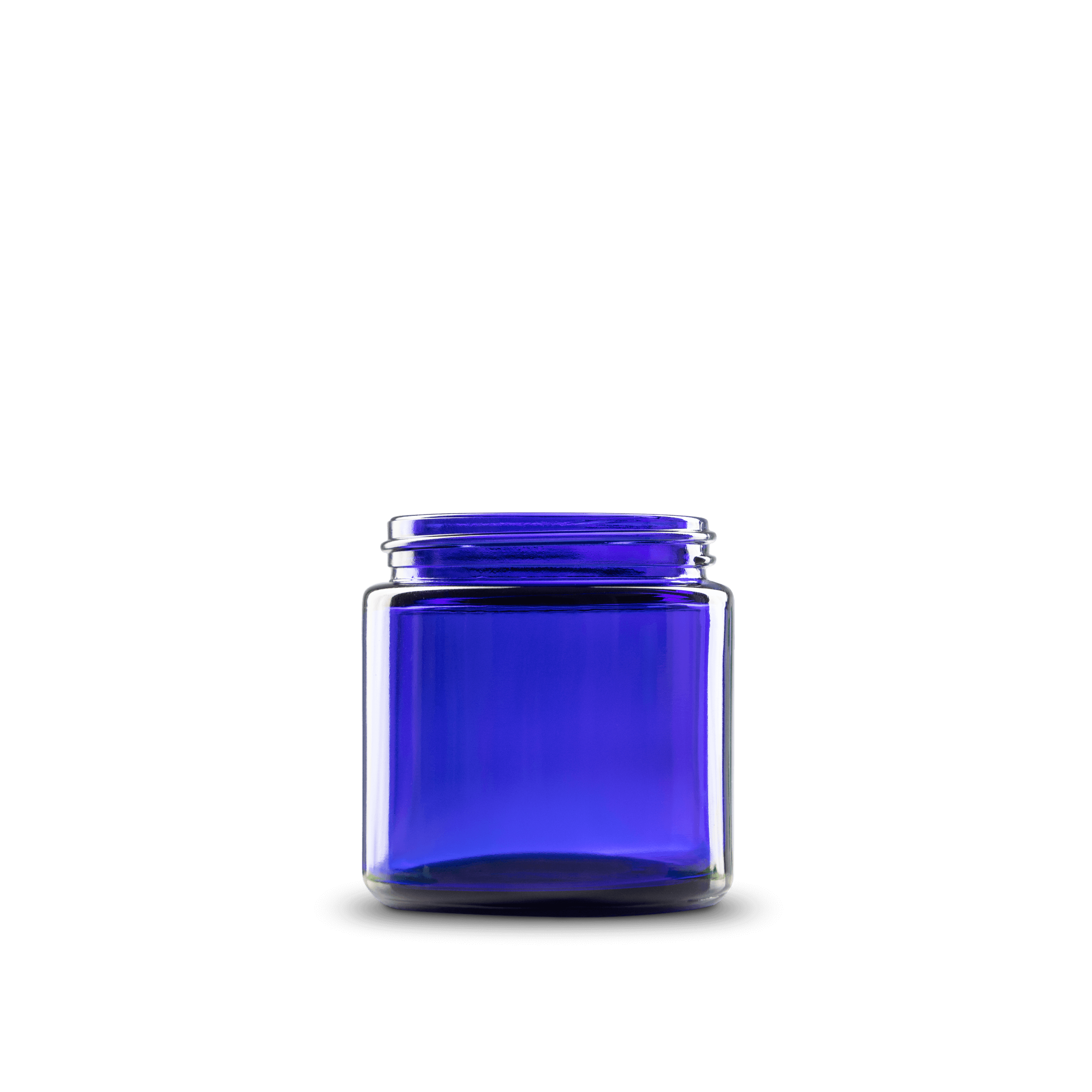 4 oz blue straight-sided glass round jars