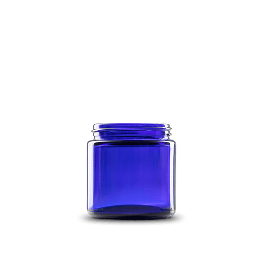 4 oz blue straight-sided glass round jars