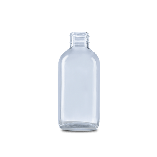 4 oz clear boston round glass bottle