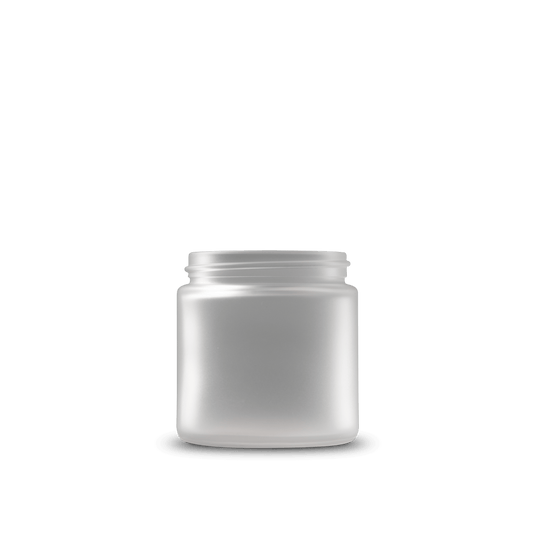4 oz Clear Frosted Glass Straight-Sided Round Jar 58-400 Neck Finish - 24 Pack