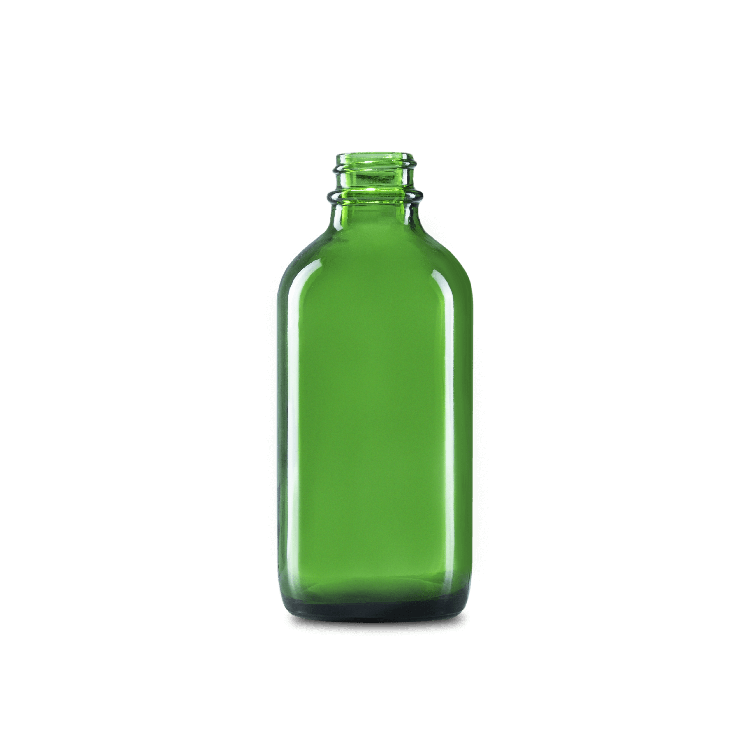 4 oz Green Glass Boston Round Bottle 22-400 Neck Finish - 12 Pack