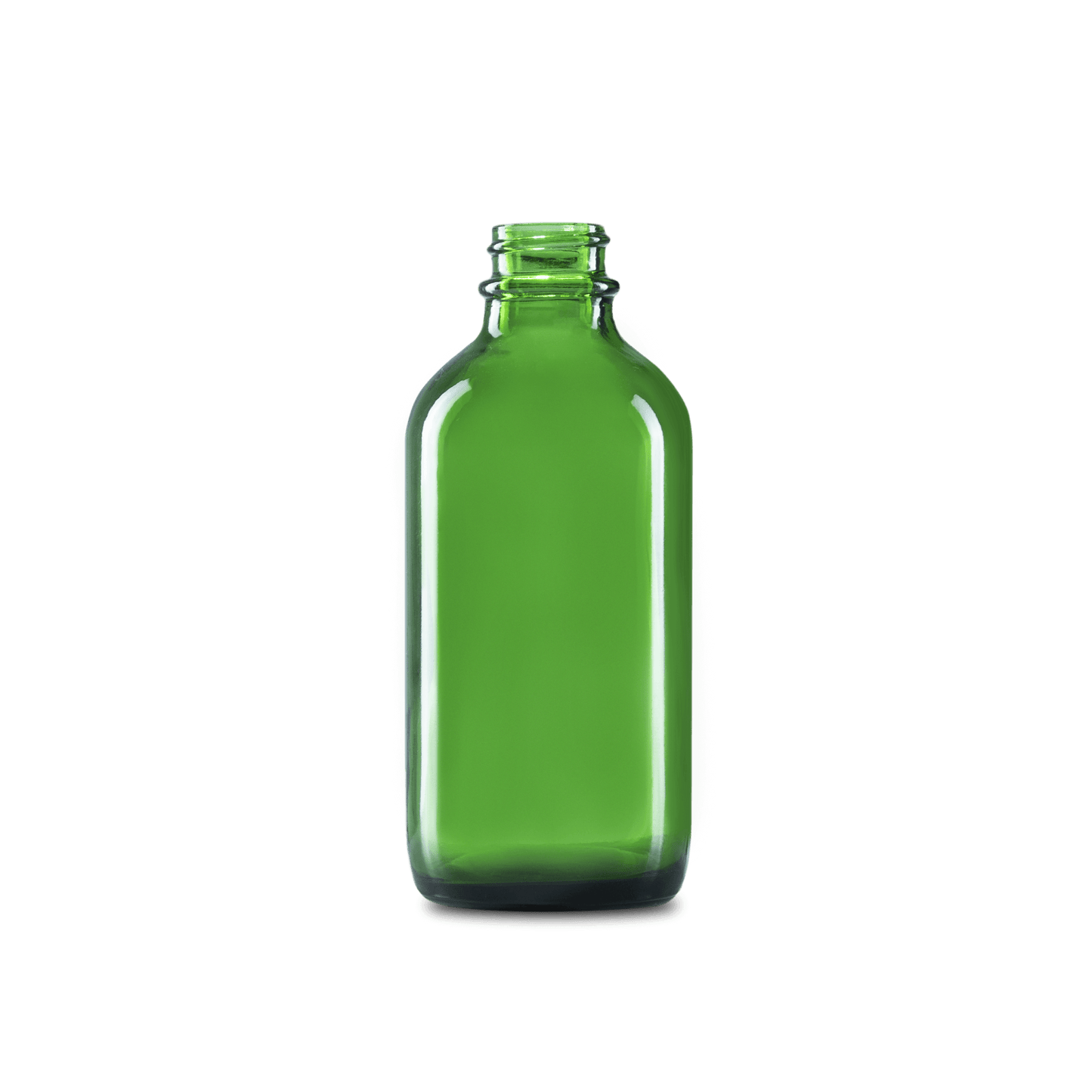 4 oz Green Glass Boston Round Bottle 22-400 Neck Finish - 12 Pack
