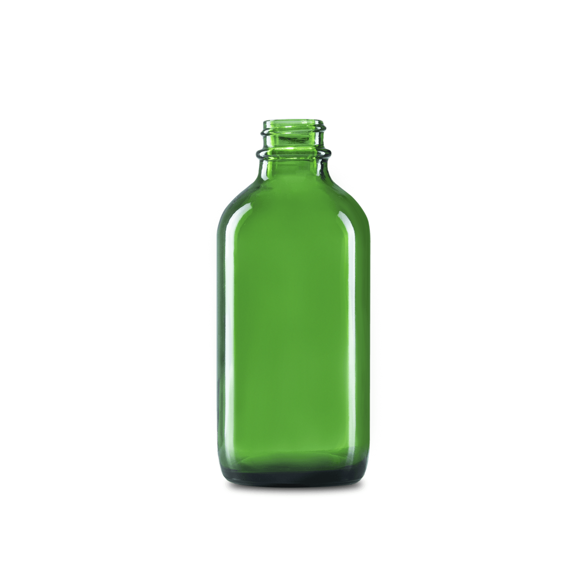4 oz Green Glass Boston Round Bottle 22-400 Neck Finish - 12 Pack