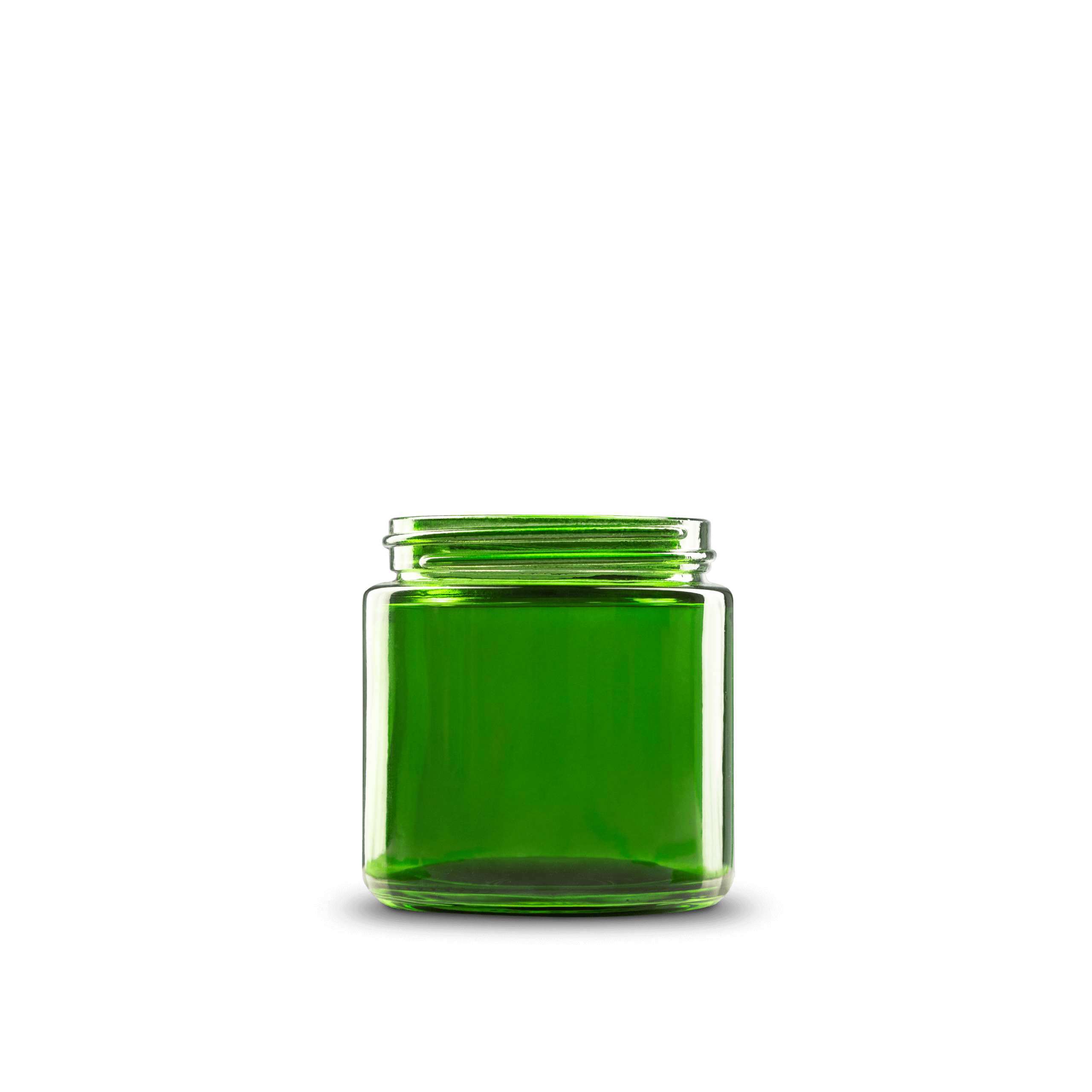 4 oz Green Glass Straight-Sided Round Jar 58-400 Neck Finish - 24 Pack