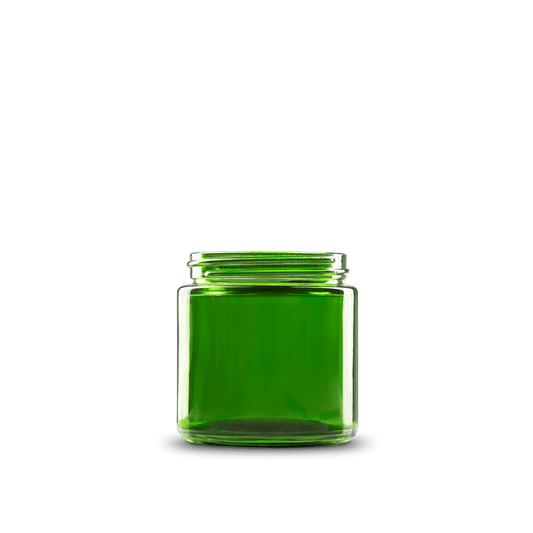 4 oz Green Glass Straight-Sided Round Jar 58-400 Neck Finish - 24 Pack