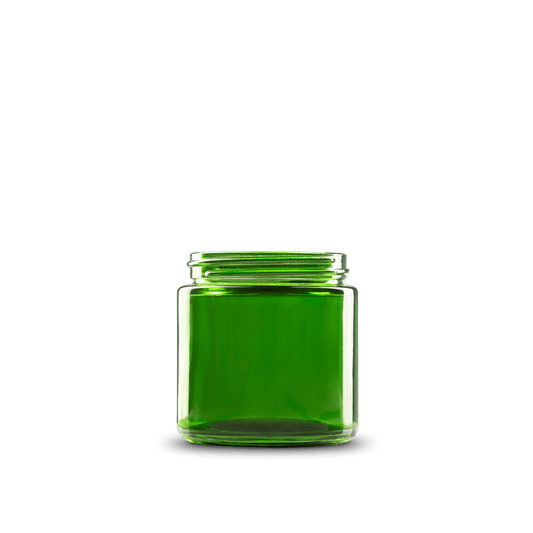 4 oz green straight-sided glass round jar