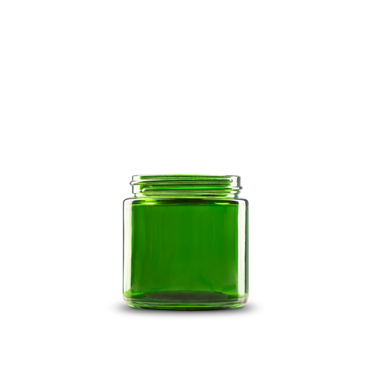 4 oz Green Glass Straight-Sided Round Jar 58-400 Neck Finish - Sample