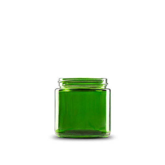 4 oz Green Glass Straight-Sided Round Jar 58-400 Neck Finish