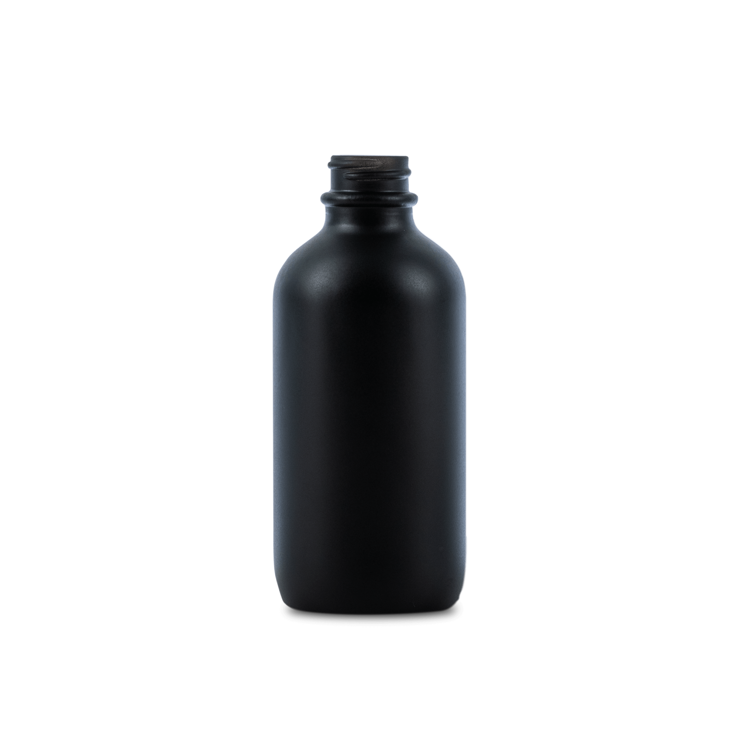 4 oz Black Frosted Glass Boston Round Bottle 22-400 Neck Finish - 12 Pack