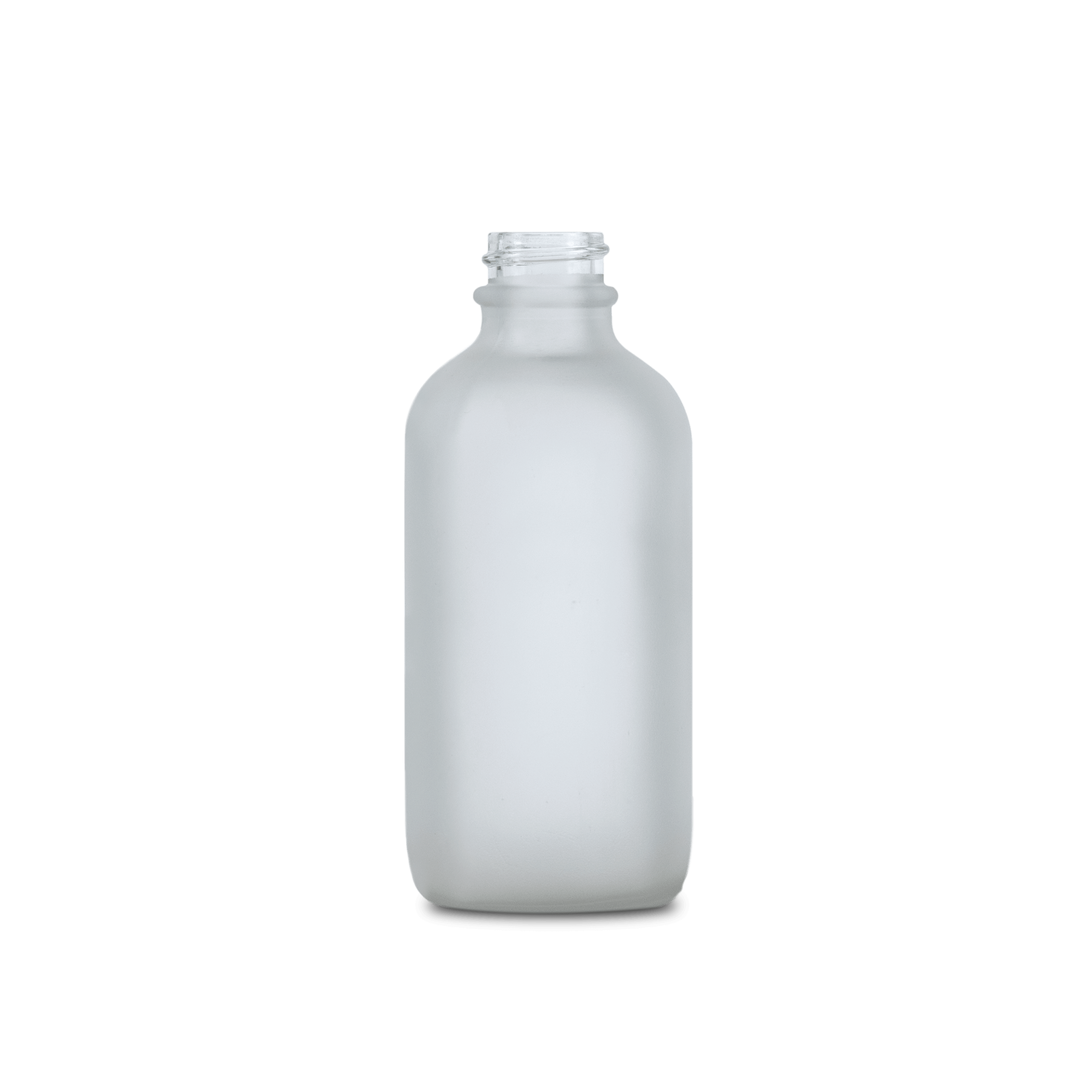 4 oz clear frosted boston round glass bottle