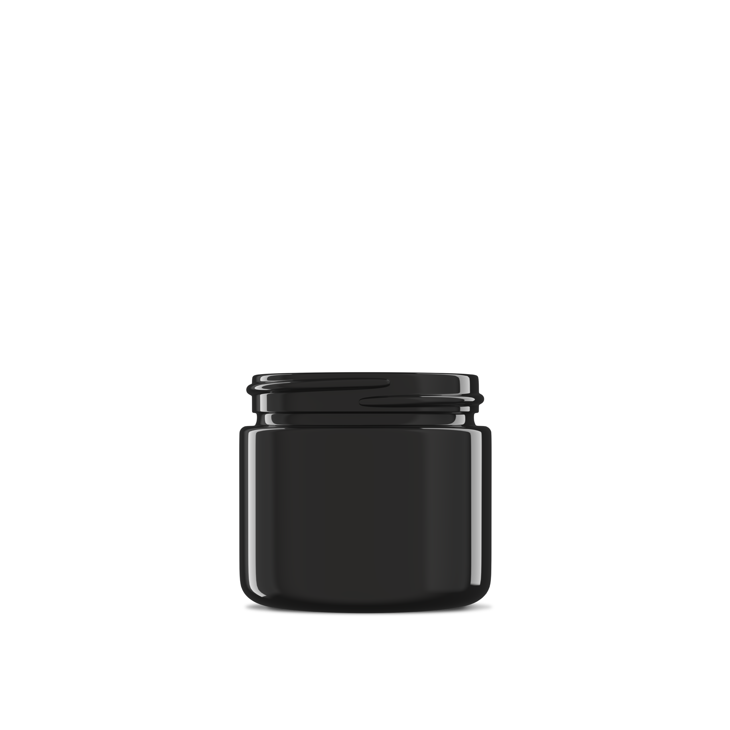 2 oz Black UV Glass Straight-Sided Round Jar 53-400 Neck Finish - 24 Pack