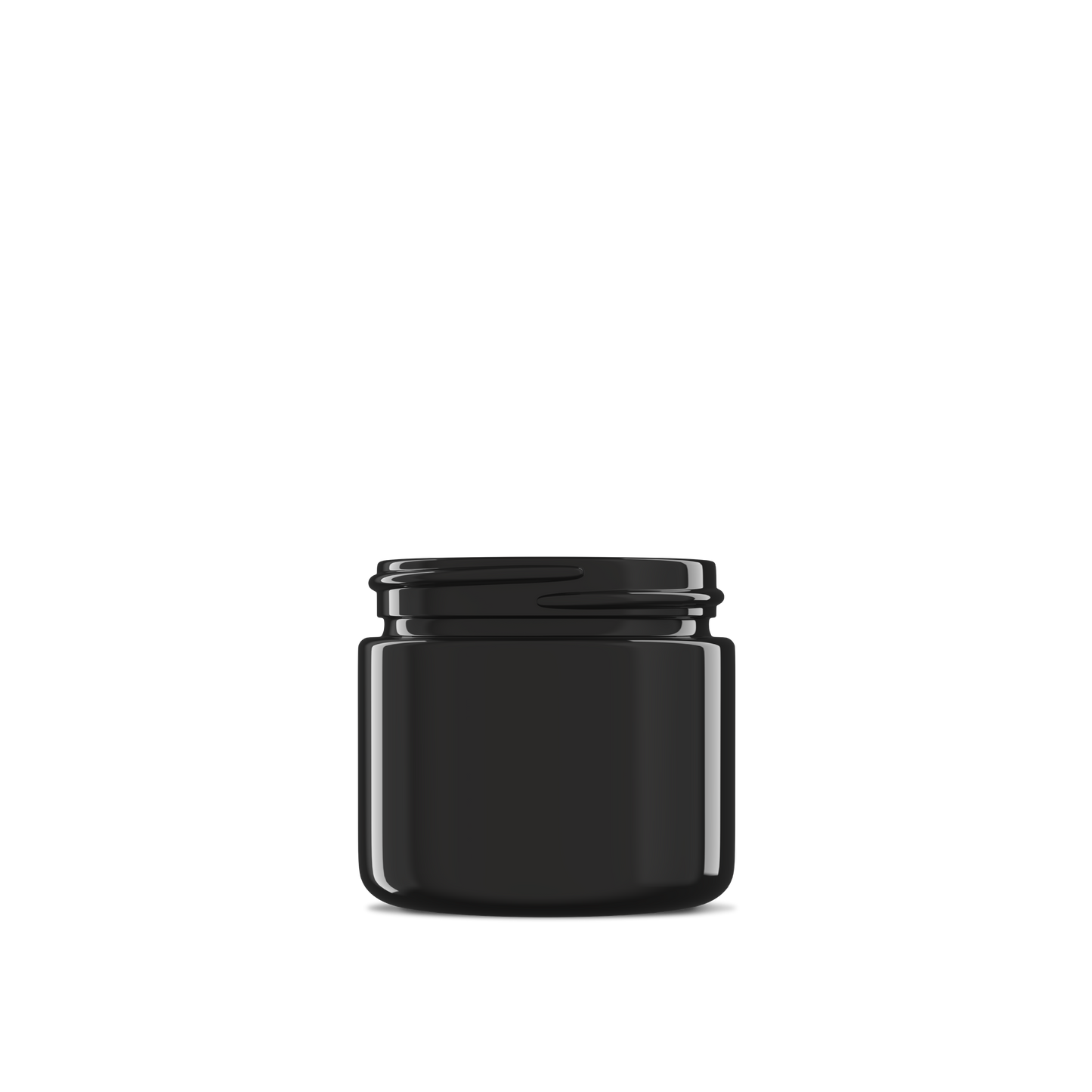 2 oz Black UV Glass Straight-Sided Round Jar 53-400 Neck Finish - 24 Pack