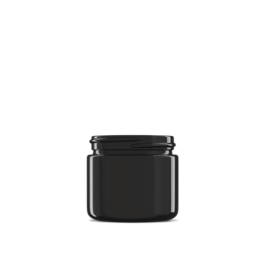 2 oz Black UV Glass Straight-Sided Round Jar 53-400 Neck Finish - 24 Pack