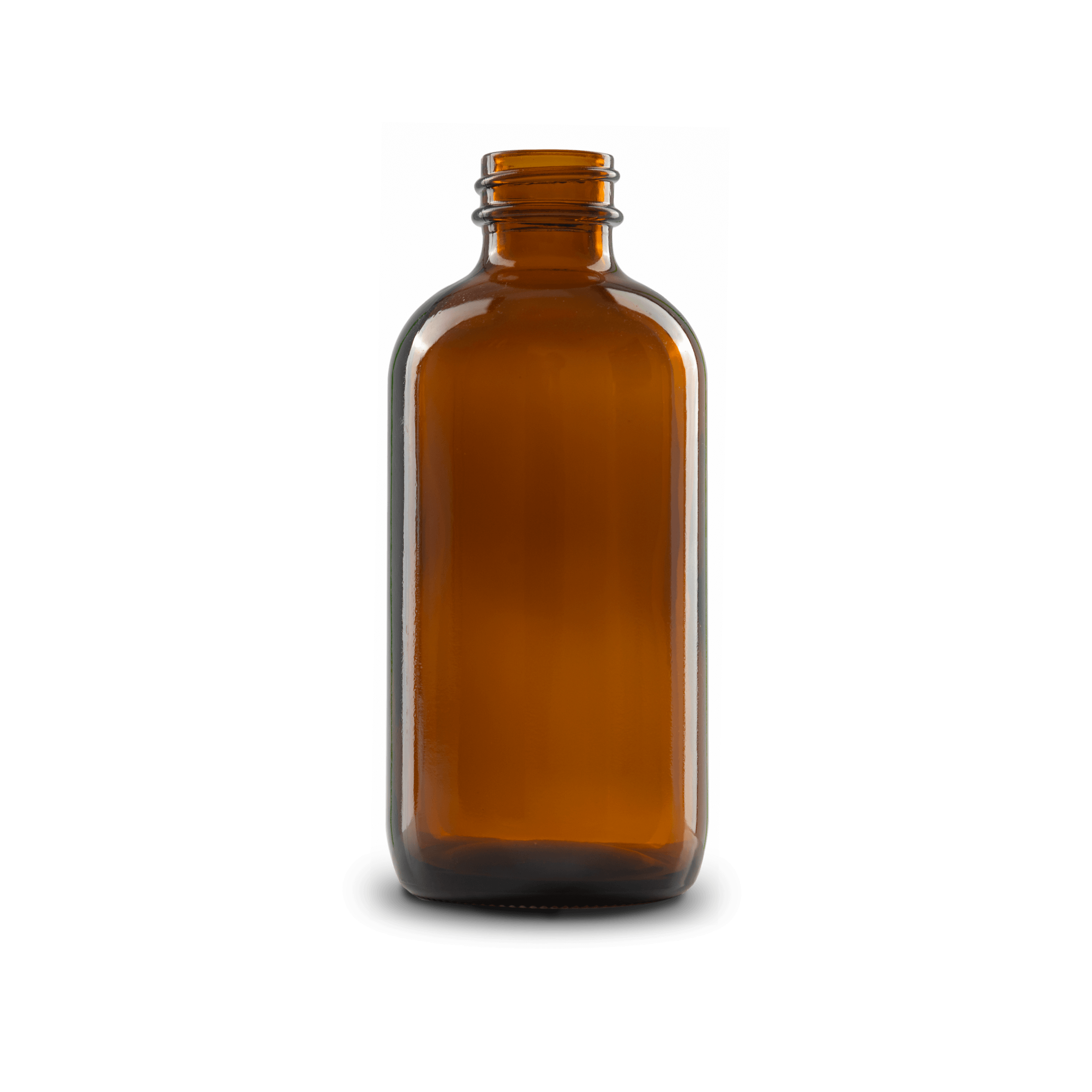 8 oz Amber Glass Boston Round Bottle 28-400 Neck Finish - 6 Pack