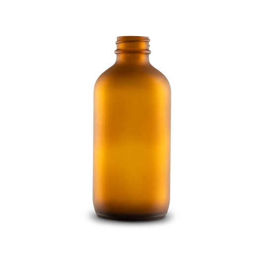 8 oz Amber Frosted Glass Boston Round Bottle 28-400 Neck Finish - Sample