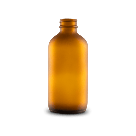 8 oz Amber Frosted Glass Boston Round Bottle 28-400 Neck Finish - 6 Pack