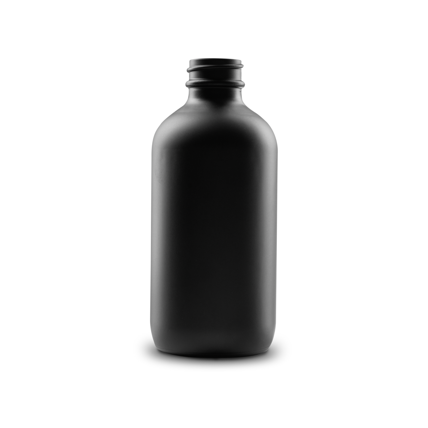 8 oz Black Frosted Glass Boston Round Bottle 28-400 Neck Finish - Sample