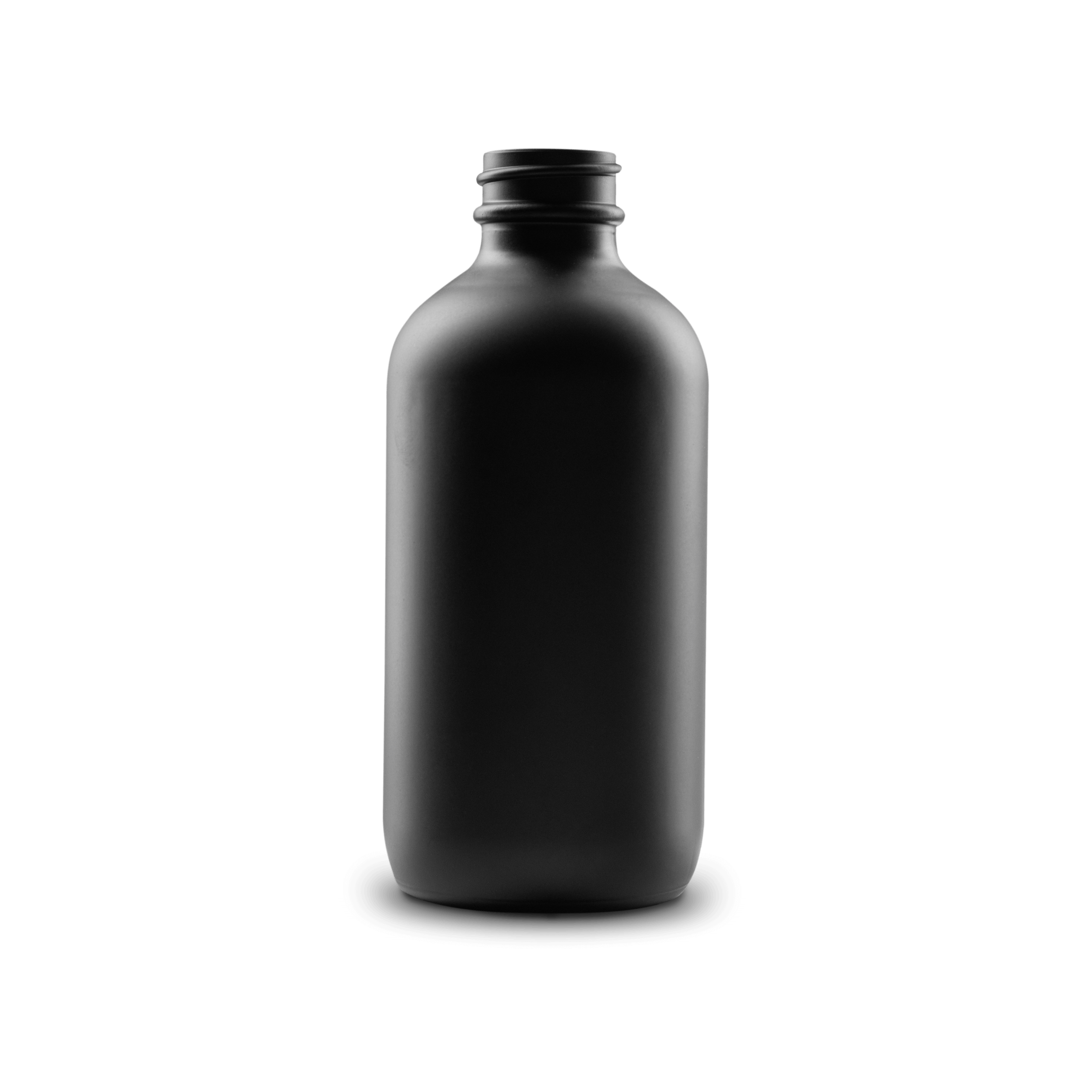 8 oz Black Frosted Glass Boston Round Bottle 28-400 Neck Finish - 6 Pack