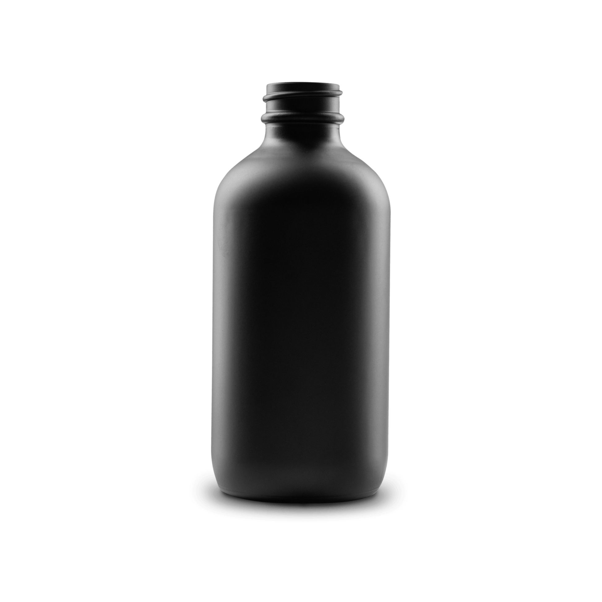 8 oz Black Frosted Glass Boston Round Bottle 28-400 Neck Finish - 6 Pack