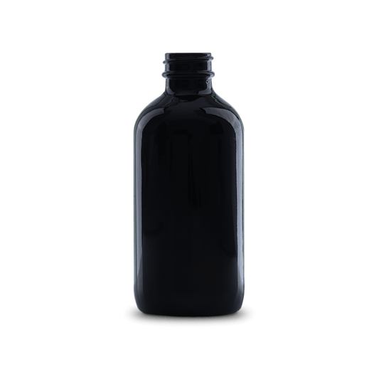 8 oz black UV boston round glass bottle 